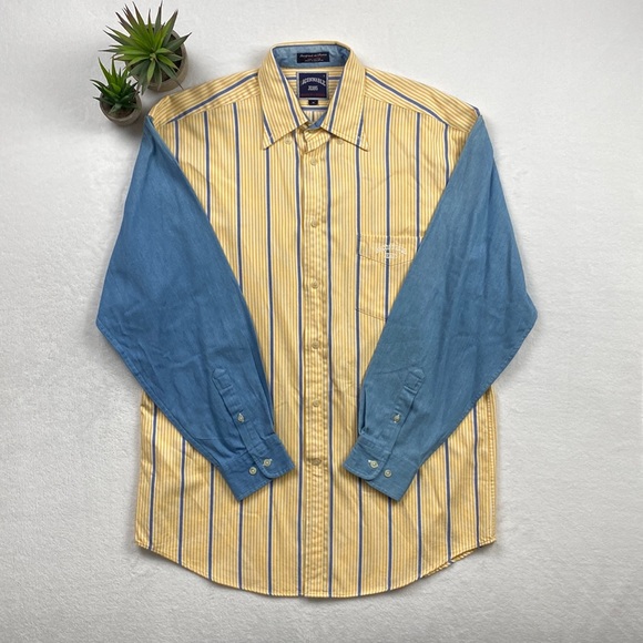 Faconnable Other - Faconnable Jeans Albert Goldberg Striped Color Block LS Button Up (Yellow/Blue)